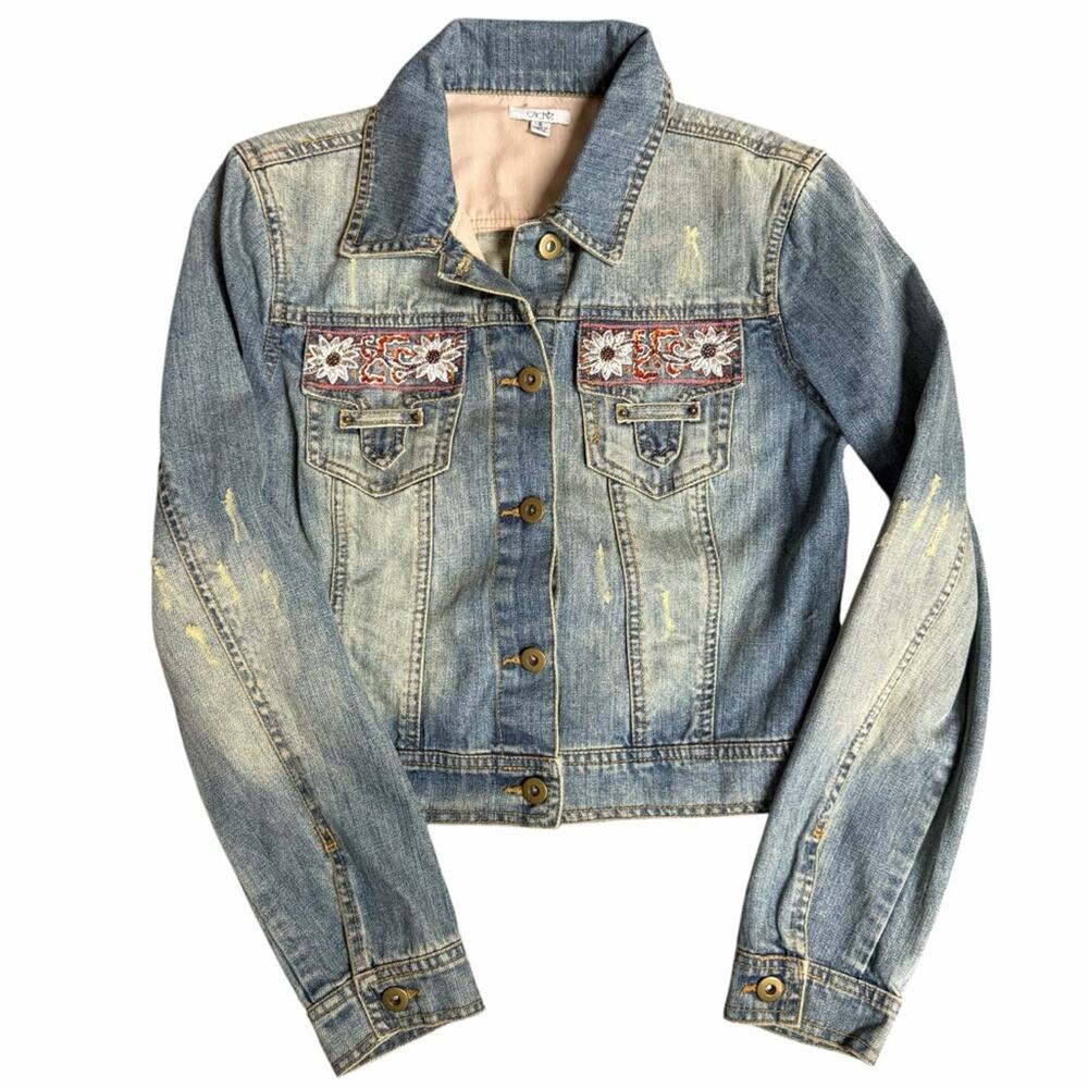 Y2K Cache McBling Denim Vest Floral Accents XS - Picture 7 of 9